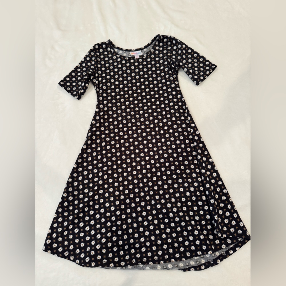 LuLaRoe Black and White Daisy Kids Dress